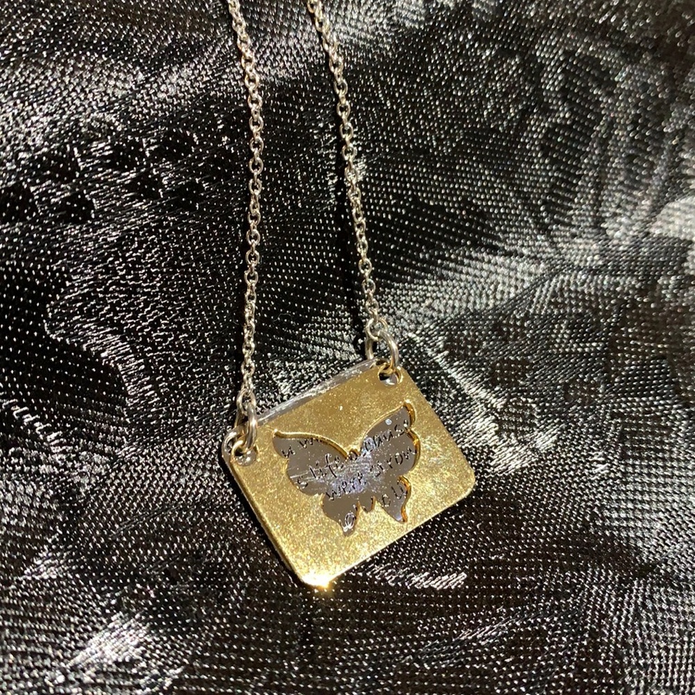 Butterfly message necklace